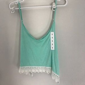 NWT Empyre Zumiez Tank Crop Top with Lace Aqua